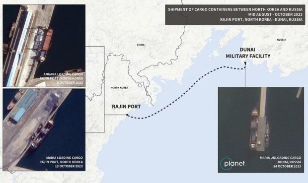 Російські судна перевозять вантажі між Північною Кореєю та РФ / Фото: RUSI/Planet Labs/WP / © 