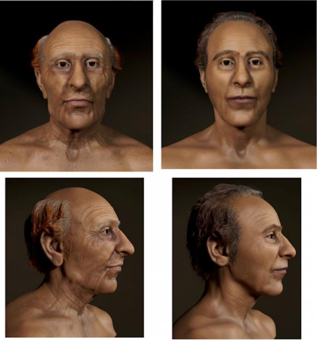 Тривимірна реконструкція обличчя Рамсеса ІІ. Ліва колонка - у віці 90 років, права - у віці 45 років. Caroline M. Wilkinson et al. / Journal of Archaeological Science, 2023