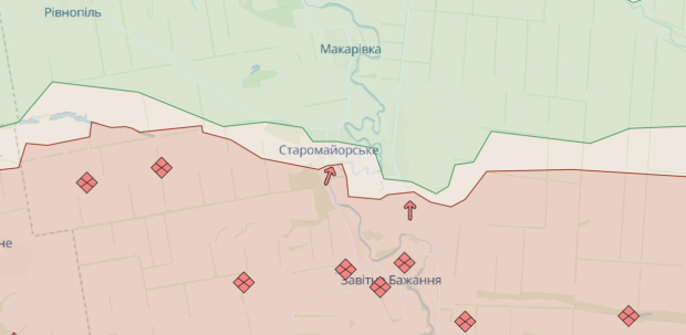 Старомайорське на карті бойових дій