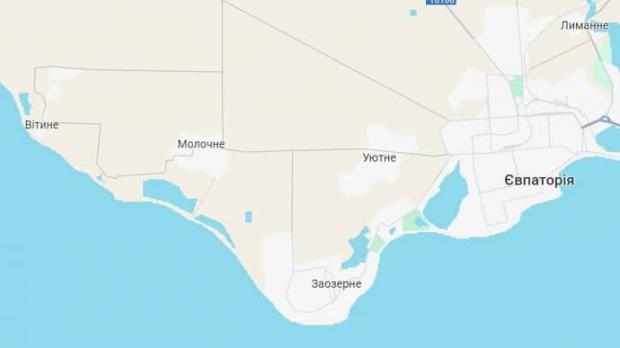 Євпаторія та прилеглі населені пункти, де чули вибухи, Google maps