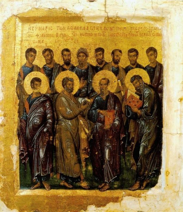 Собор 12 апостолів, візантійська ікона, початок XIV століття