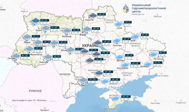 прогноз погоди, погода в Україні, погода 8 грудня, Укргідрометцентр, карта