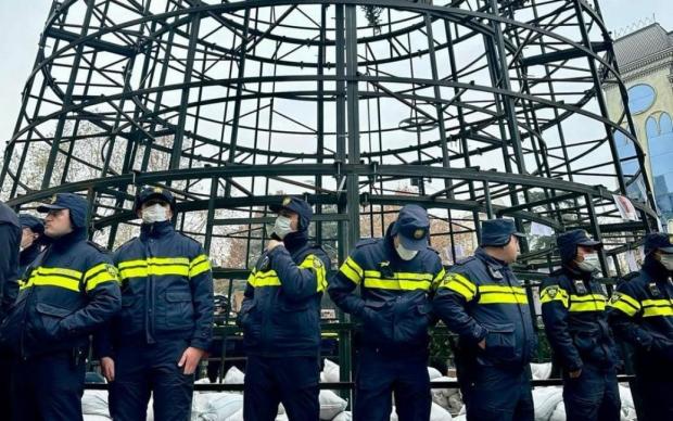 Влада Грузії намагалася зупинити протести ялинкою, мітингарі не розгубилися та «прикрасили» її фото 1