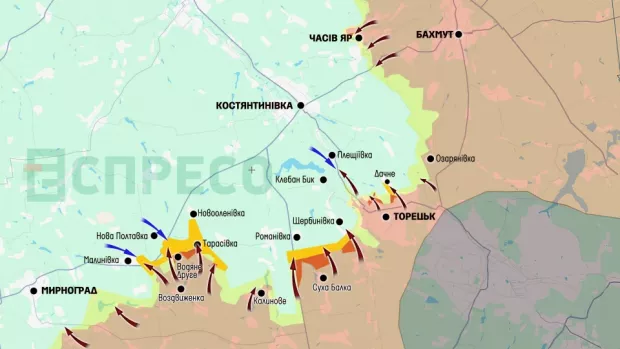 Карта бойових дій за 25 квітня – 3 травня