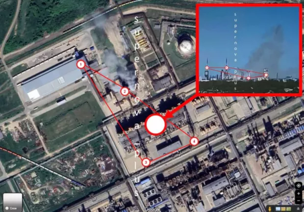 Локації влучання БПЛА на заводі "Азот" у Новомосковську Тульської області