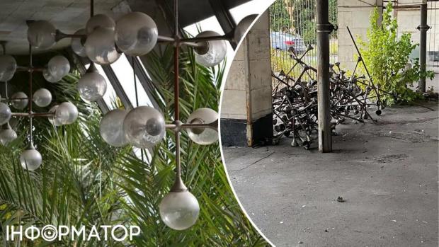 Світильники специфічної форми, зроблені спеціально для КПІ, демонтували з 20-го корпусу й викинули на сміття. Фото: Facebook Ельміра Еттінгер