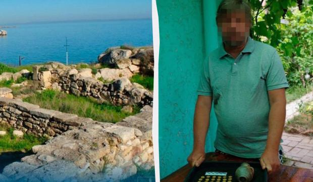 Росіянин Олександр Б. грабував археологічні пам'ятки Криму, колаж УНІАН