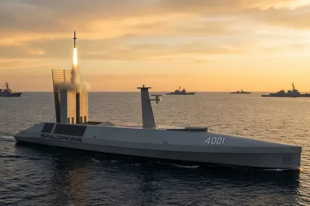 Рендер Spectre Stealth Strike із двома контейнерними пусковими установками Mk 70. Фото - Saildrone