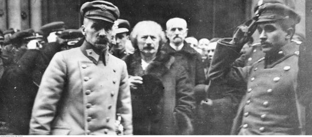 Юзеф Пілсудський та Ігнацій Падеревський на відкритті закоднодачого сейму, 1919 рік