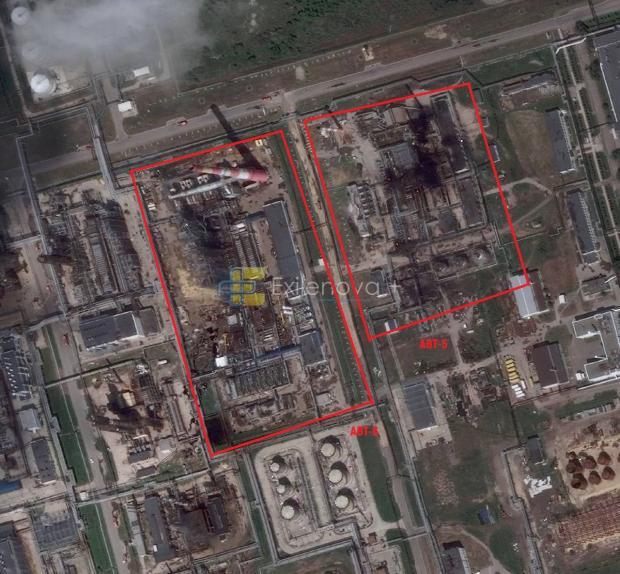 Установки АВТ-5 та АВТ-6 на Сизранському НПЗ. 12 липня 2026 року. Джерело: Exilenova+