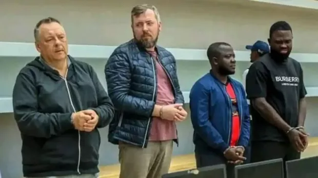 Фігуранти справи щодо спроби державного перевороту в Анголі: Лев Лакштанов, Ігор Ратчин, Амор Карлос Томе та Франсіско Олівейра (зліва направо)