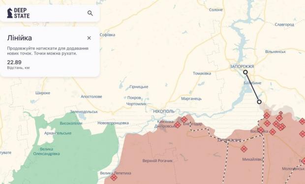 Реальна ситуація на Запоріжжі. Мапа DeepState